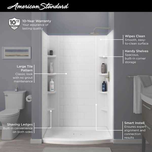 American Standard Ovation Curve 48 in. L x 30 in. W x 72 in. H Alcove Shower Kit with Shower Wall and Shower Pan in Artic White - Image 3