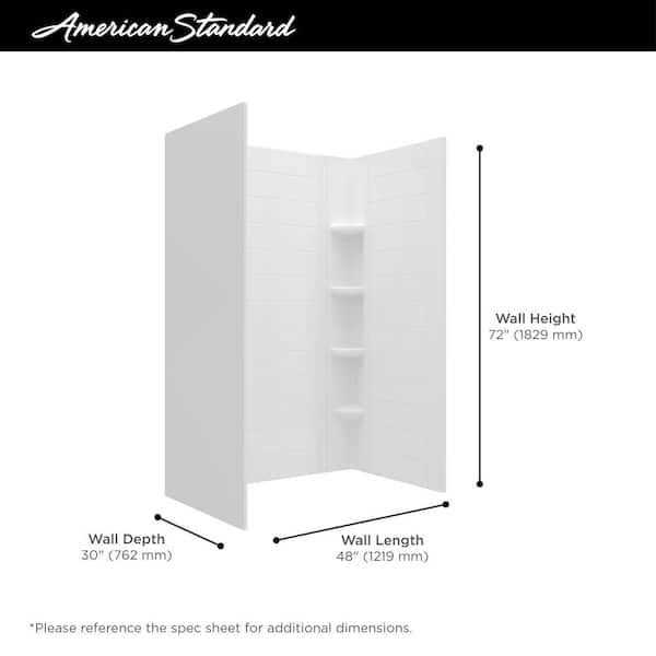 American Standard Ovation Curve 48 in. L x 30 in. W x 72 in. H Alcove Shower Kit with Shower Wall and Shower Pan in Artic White - Image 4