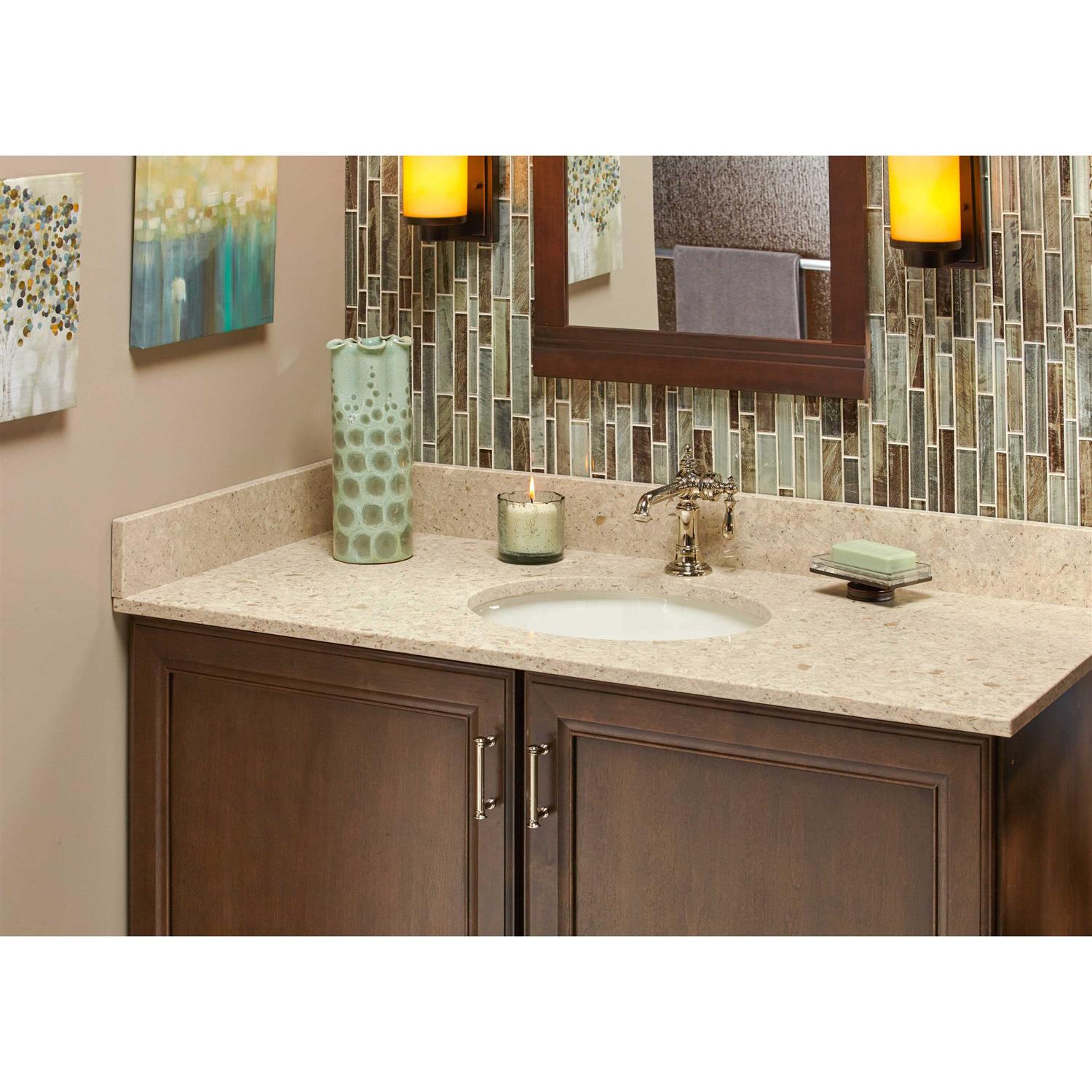 MarCraft Vista 49 in. W x 22 in. D Qt. Vanity Top in Orion with White Rectangle Single Sink - Image 2