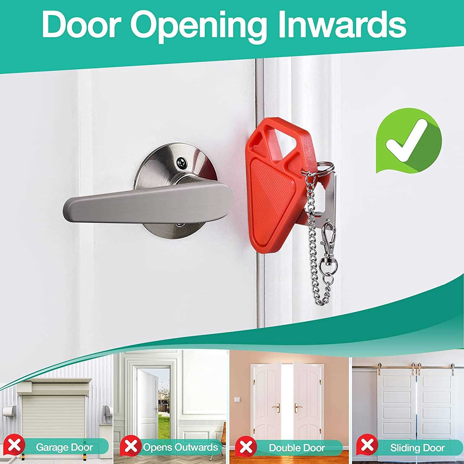 WINONLY Portable Door Lock Home Security Upgraded Strong Multi Size Travel Lock for A - Image 5