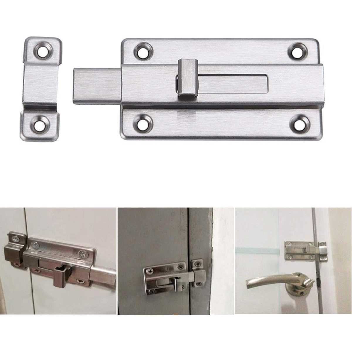 R&R Door Bolts 2 Pieces Stainless Steel Latch Sliding Door Lock - Image 3