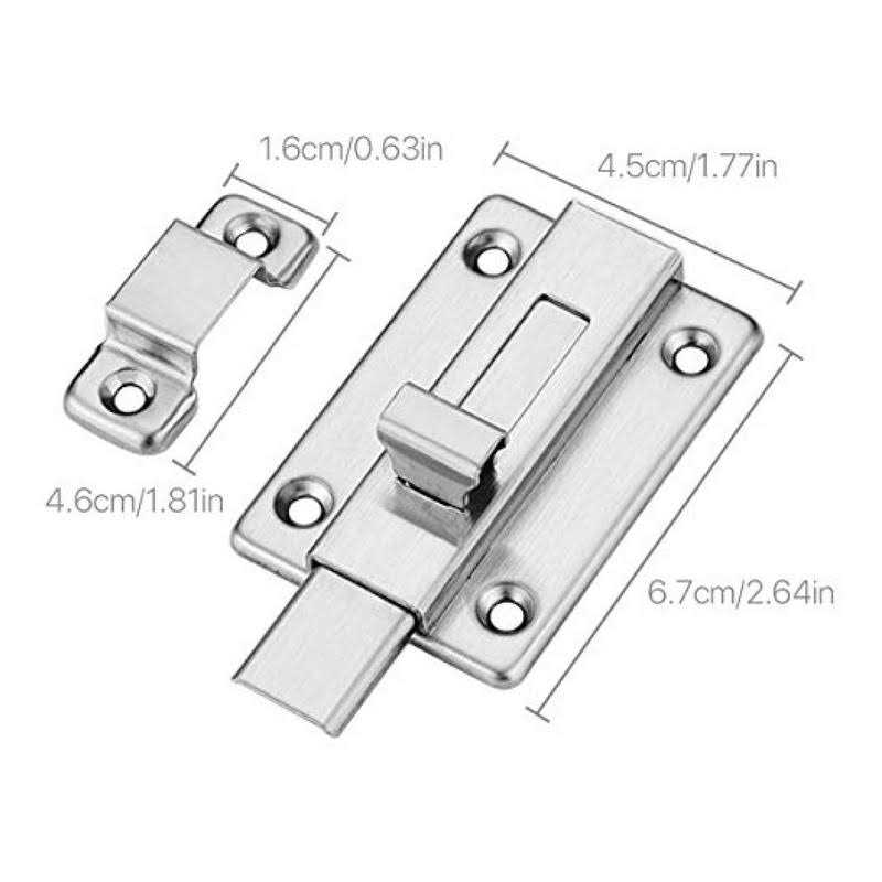 R&R Door Bolts 2 Pieces Stainless Steel Latch Sliding Door Lock - Image 5