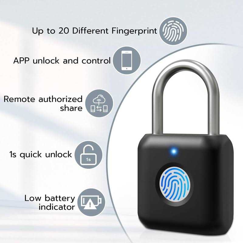 Fingerprint Padlock Pothunder Padlock Locker Lock Combination Lock Fingerprint Lock with App Unlock - Image 3