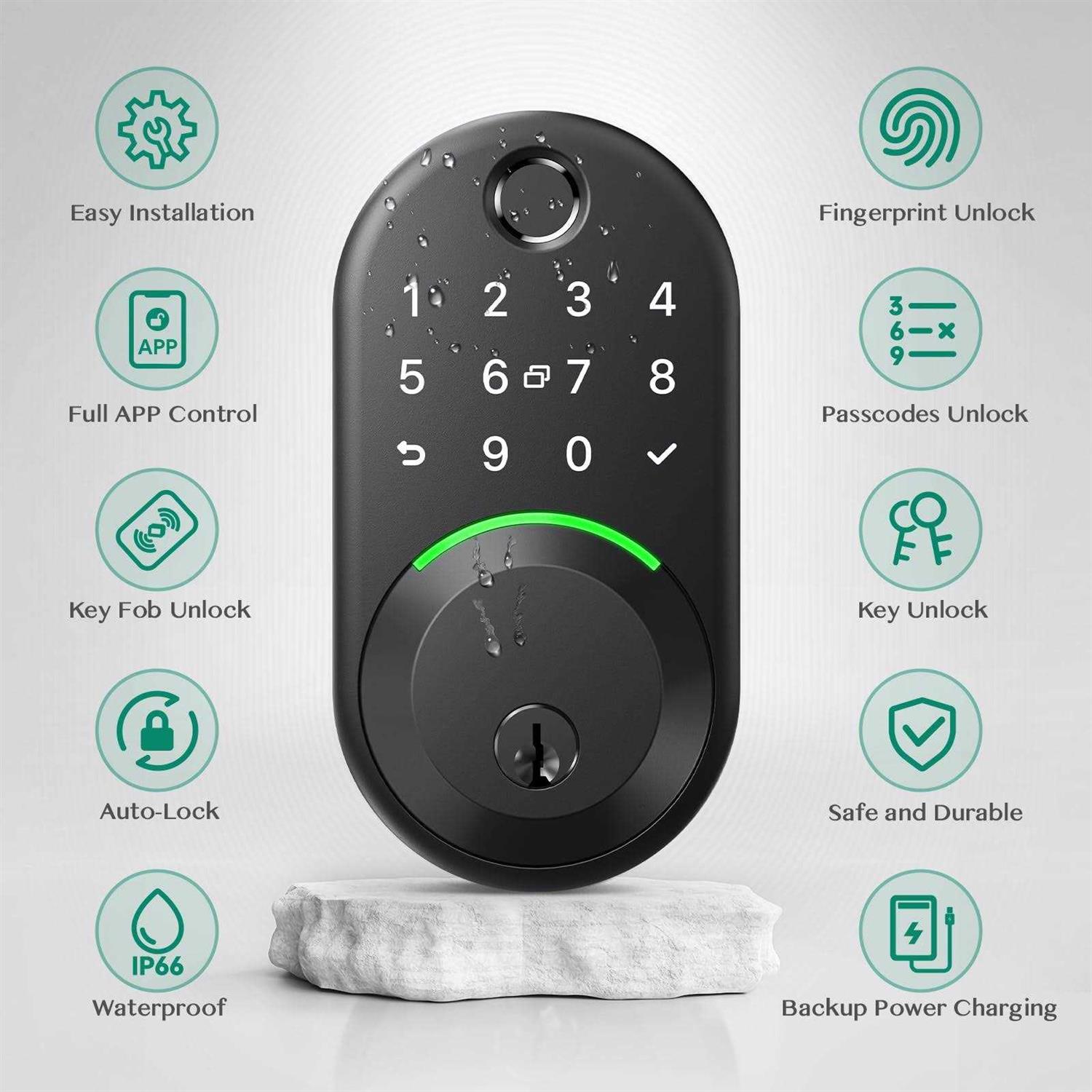 Yamiry Keypad Smart Lock Fingerprint Deadbolt with Remote App Control and Keyless Entry for Front Door Security - Image 3