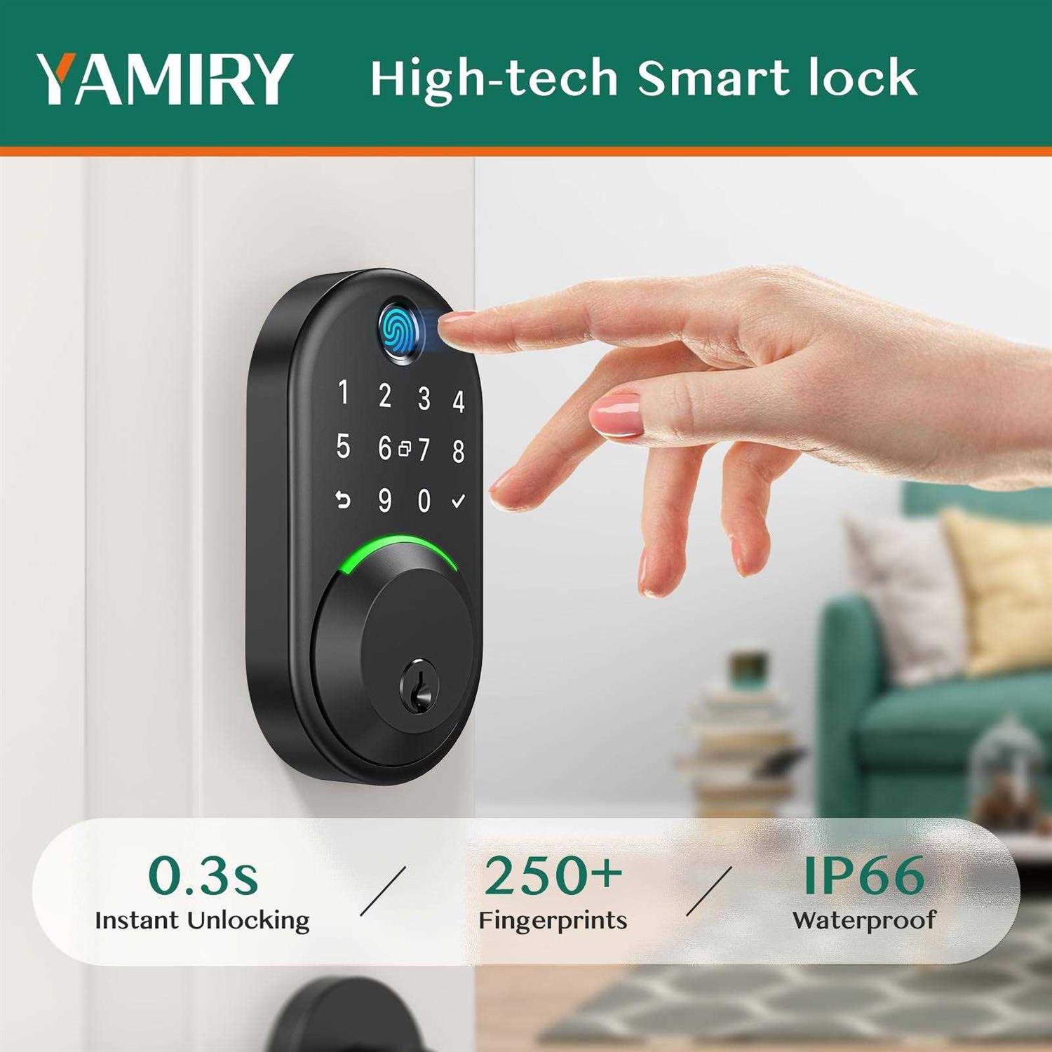 Yamiry Keypad Smart Lock Fingerprint Deadbolt with Remote App Control and Keyless Entry for Front Door Security - Image 4