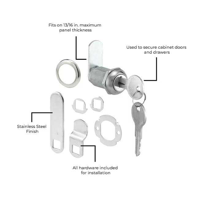 ReliaBilt Stainless Steel Die-Cast Cabinet/Drawer Lock U 9945-L - Image 4