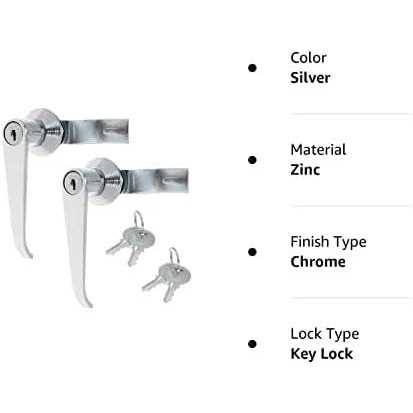 Quluxe 2 Pcs Chrome Zinc Alloy Handle Cabinet Locks Distribution Box Cabinet Door Handle Locks with Keys for Secure importan - Image 3