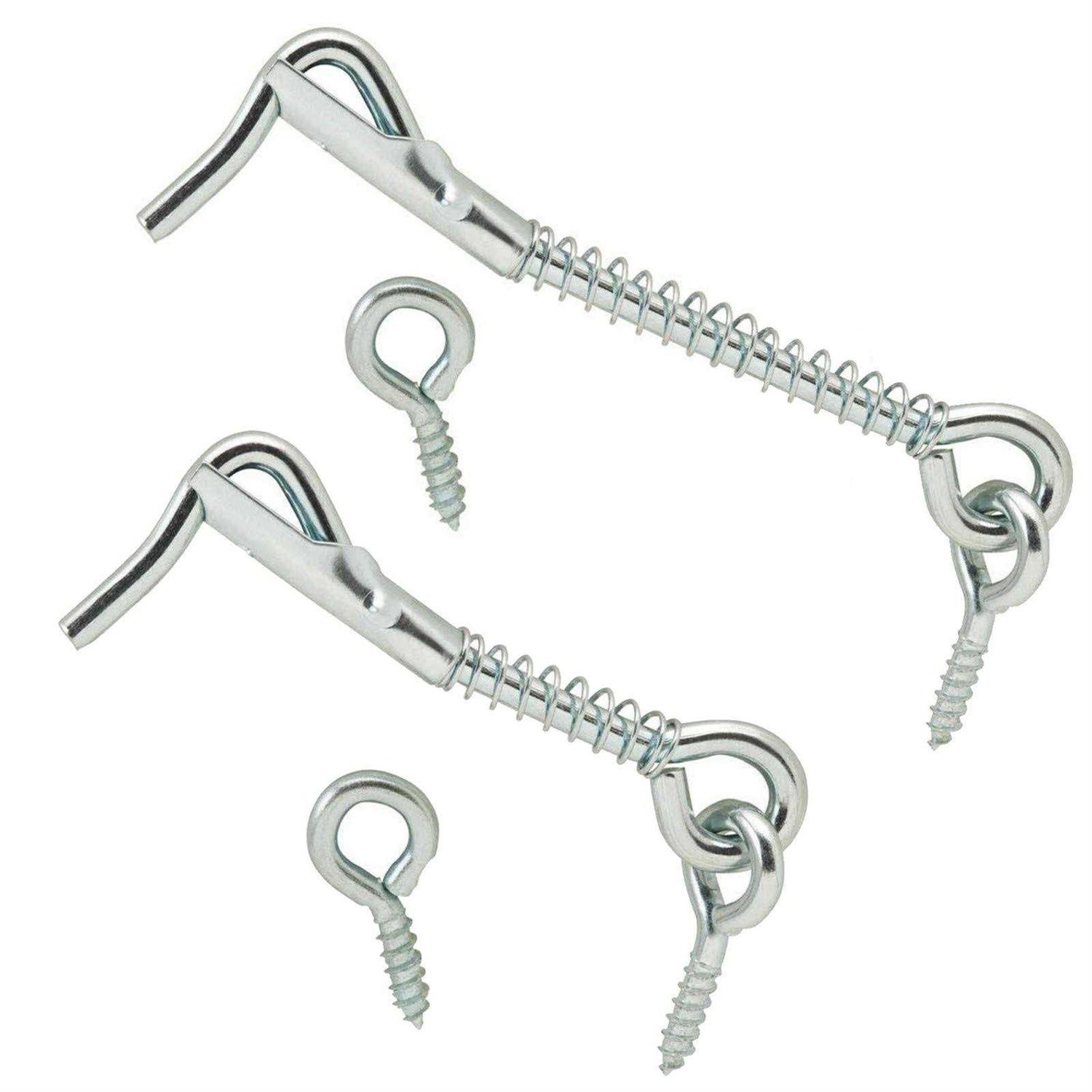 Wideskall Zinc Plated Wire Gate Hook and Eye Latch with Spring Lock - Image 3