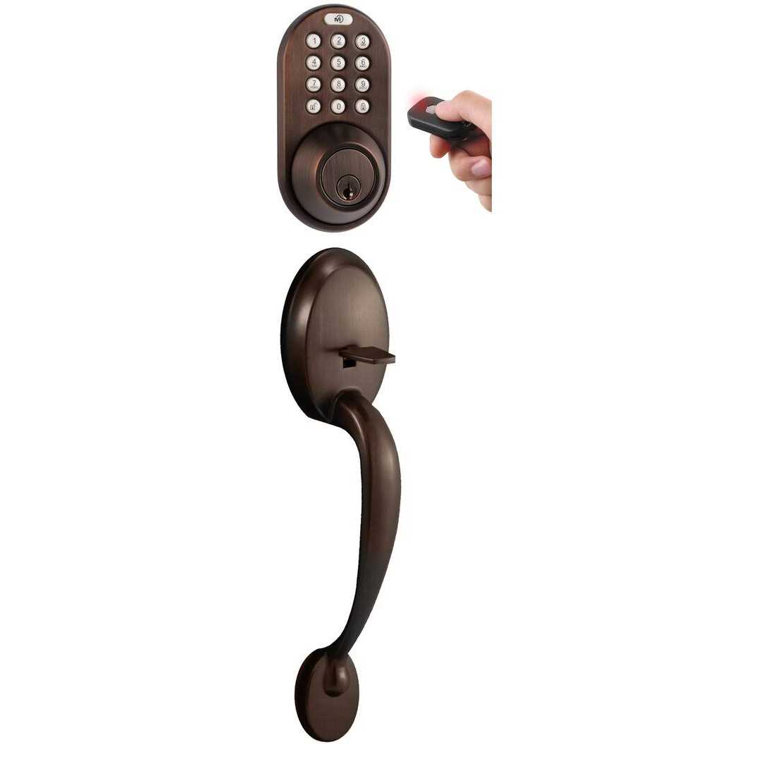 Milocks BXF-02OB Digital Deadbolt Door Lock and Passage Handleset Combo with Keyless Entry via Remote Control and Keypad Code fo - Image 3