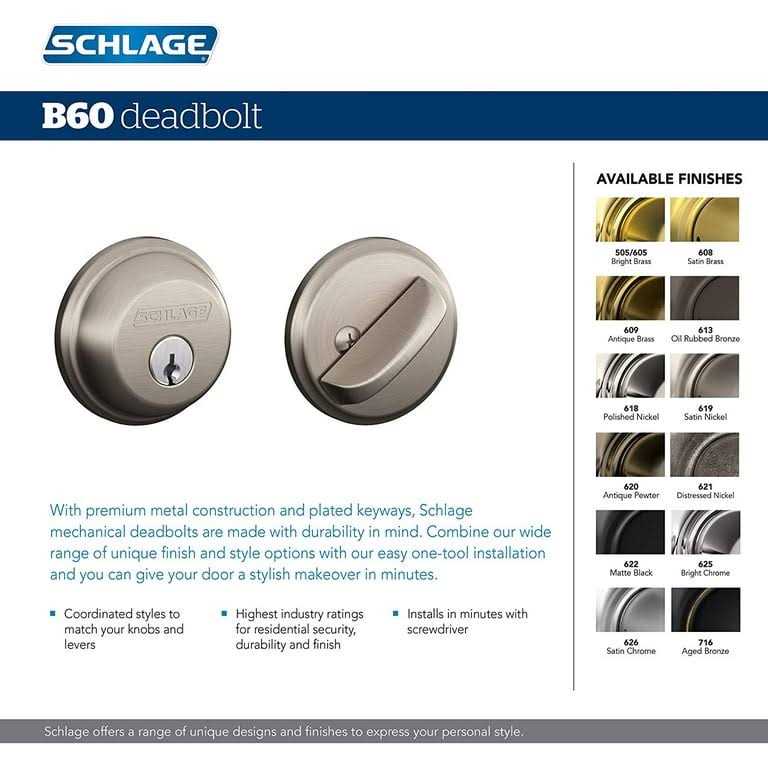 Schlage Residential B60N6 Deadbolt B60N 625 - Image 5