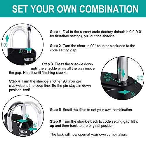 ZHEGE Gym Lock 4 Digit Combination Lock for Locker - Image 3