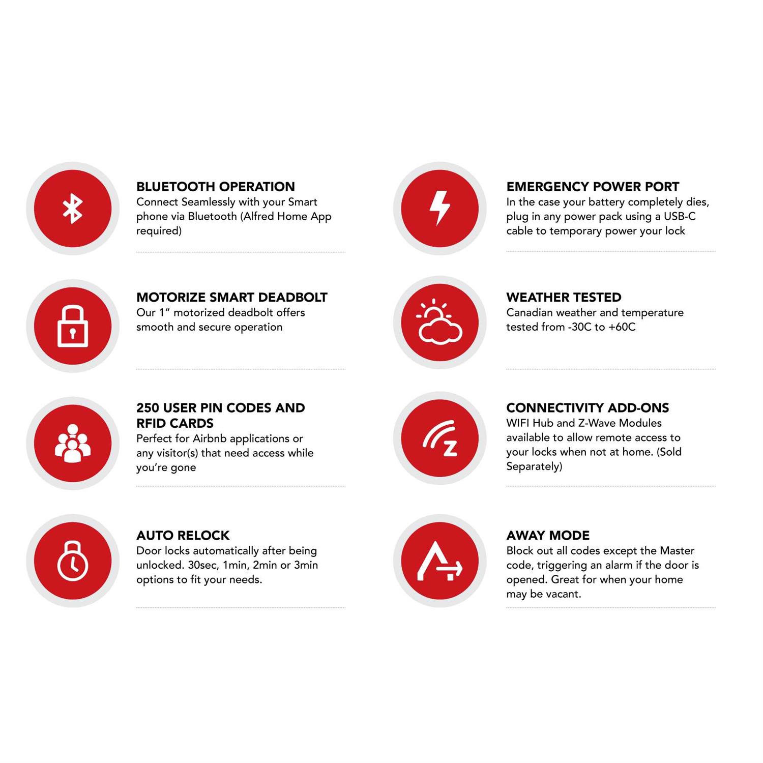 Alfred DB2S Smart RFID Deadbolt Lock with Key - Image 3